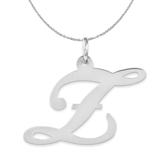 Silver, Ella Collection, LG Fancy Script Initial Z Necklace - 24 In - Picture 1 of 7
